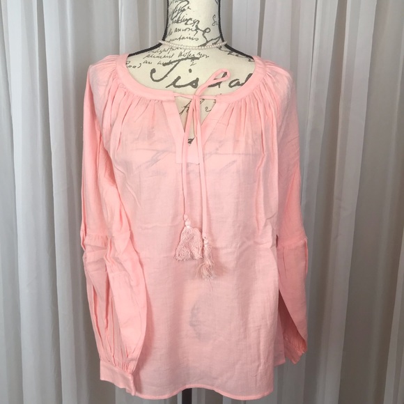 Very J Tops - NWT Very J Boho Peasant Blush Blouse Sz L